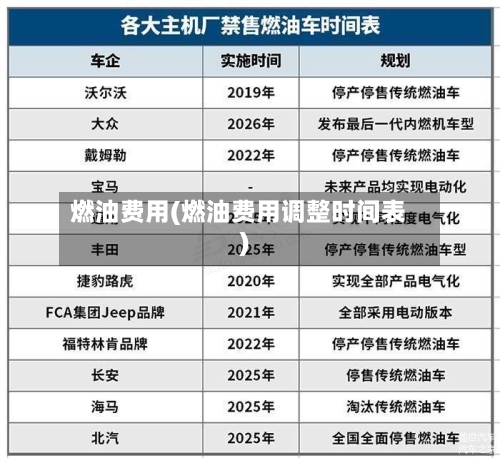 燃油费用(燃油费用调整时间表)-第1张图片
