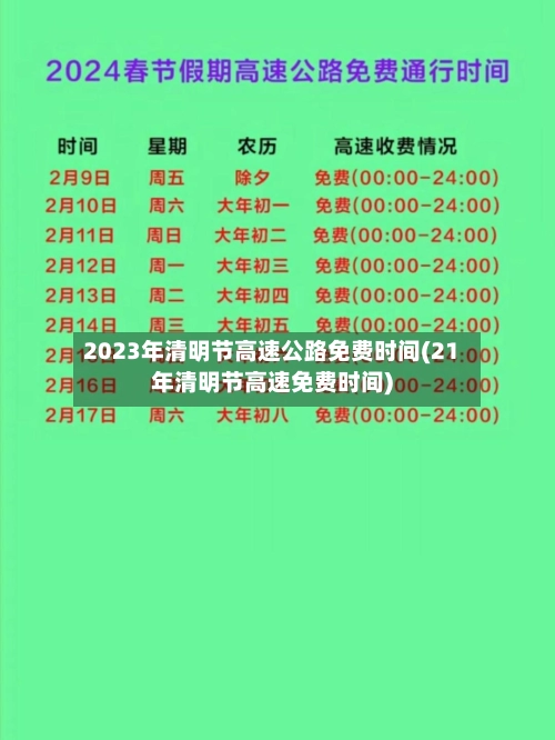 2023年清明节高速公路免费时间(21年清明节高速免费时间)-第1张图片