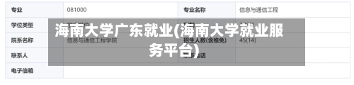 海南大学广东就业(海南大学就业服务平台)-第1张图片
