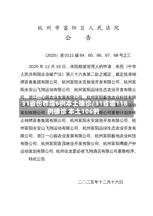 31省份昨增6例本土确诊/31省增118例确诊 本土106例-第3张图片