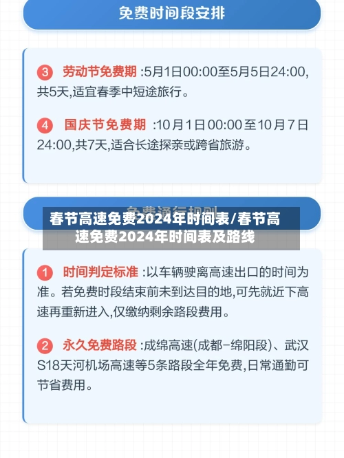 春节高速免费2024年时间表/春节高速免费2024年时间表及路线-第3张图片