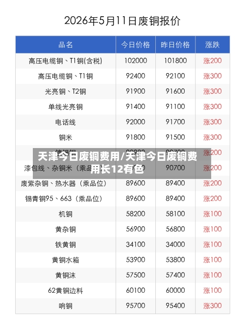 天津今日废铜费用/天津今日废铜费用长12有色-第1张图片